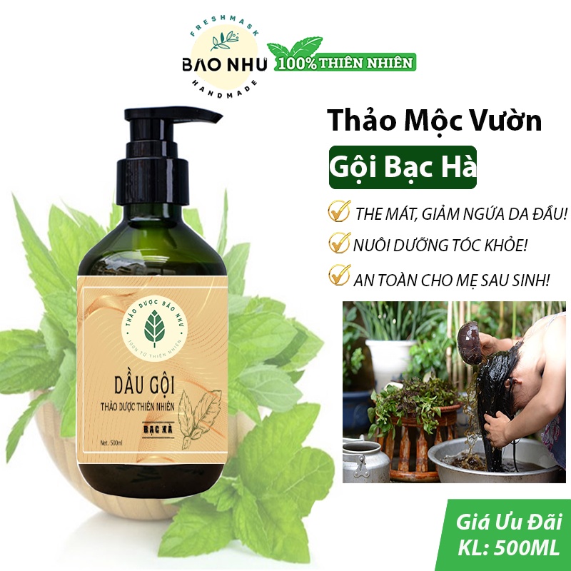 Dầu gội thảo dược 100% organic bạc hà the mát