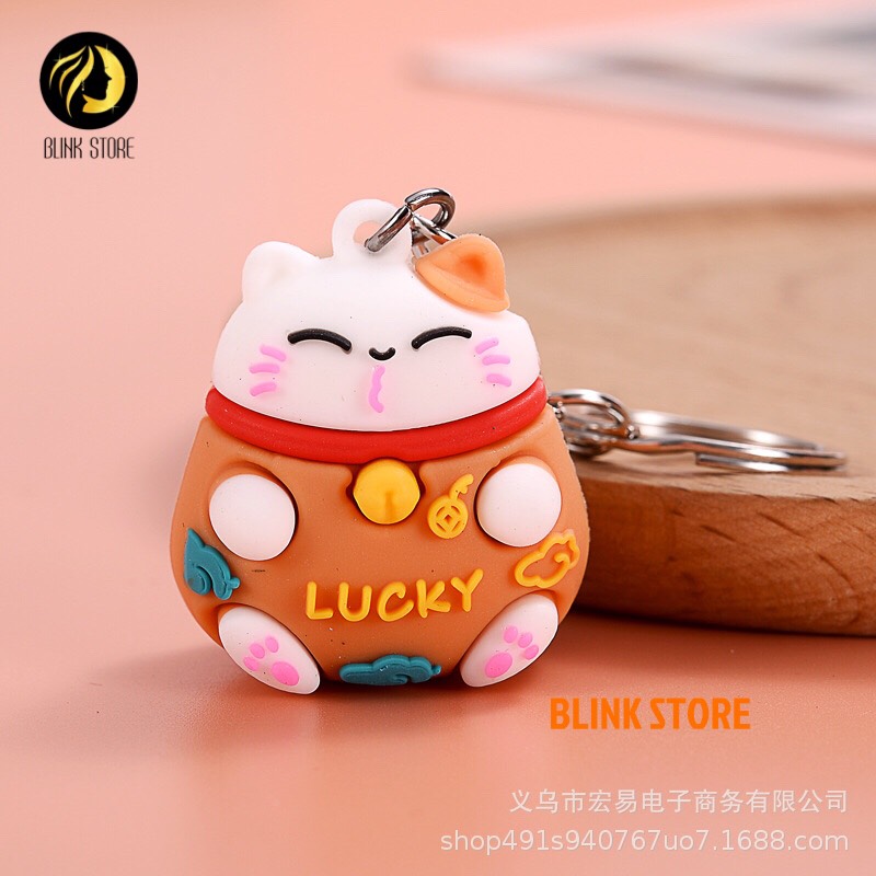 Móc chìa khóa hình mèo may mắn dùng cho khóa xe máy, ô tô, treo balo, túi xách chất liệu cao su mềm dẻo cực bền, phụ kiện trang trí đáng yêu, đem lại may mắn cho người sử dụng 6