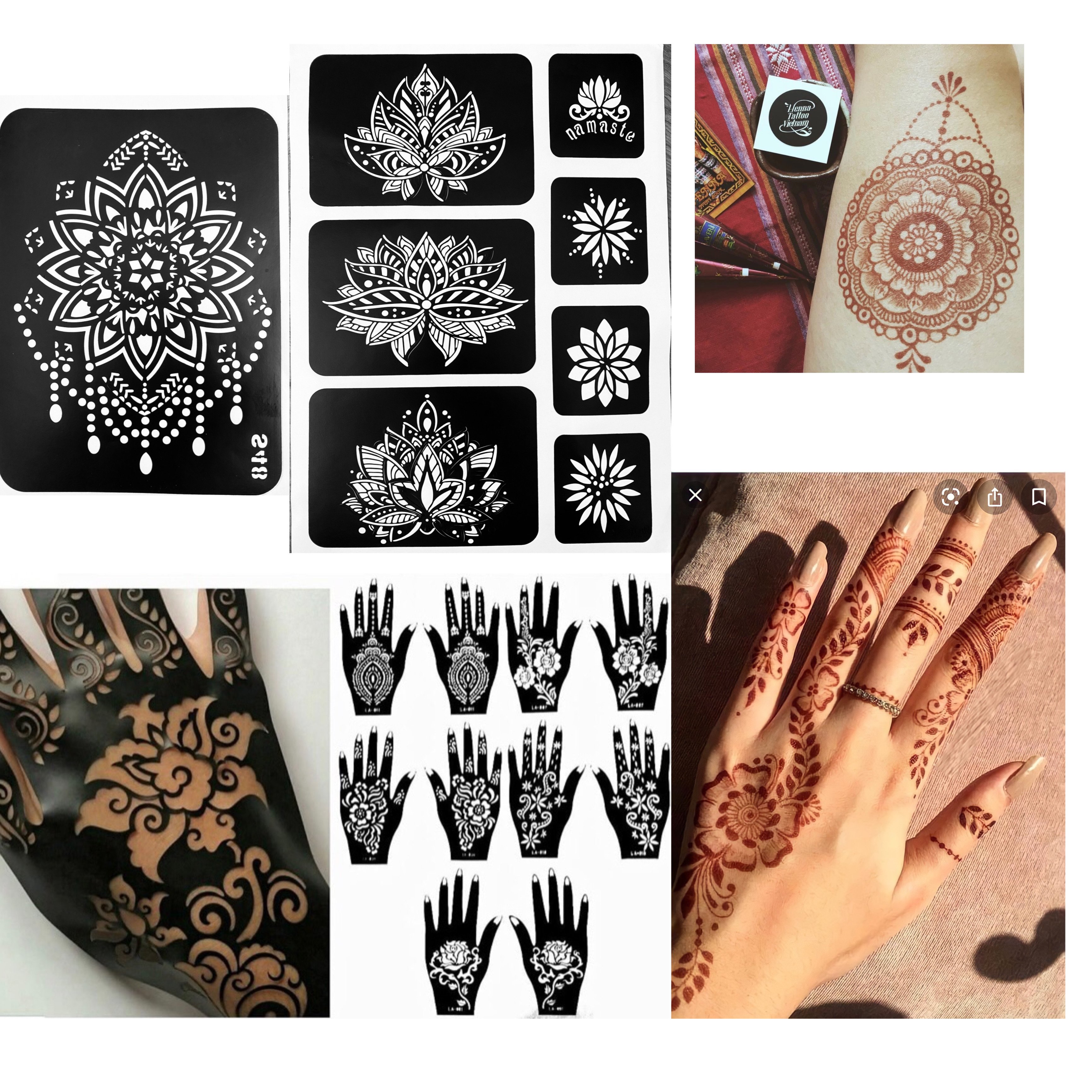 Khuôn xăm họa tiết henna mehndi truyền thống