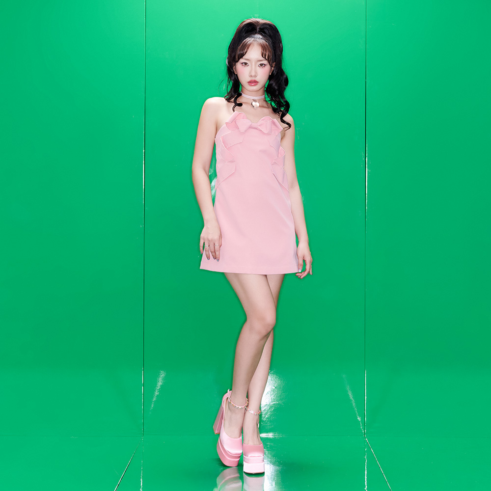 Dottie - đầm ống đính nơ - hồng - d0565