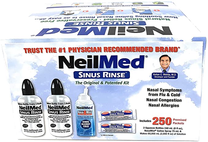 Bộ sản phẩm nước muối rửa mũi Neilmed Sinus Rinse 250 gói