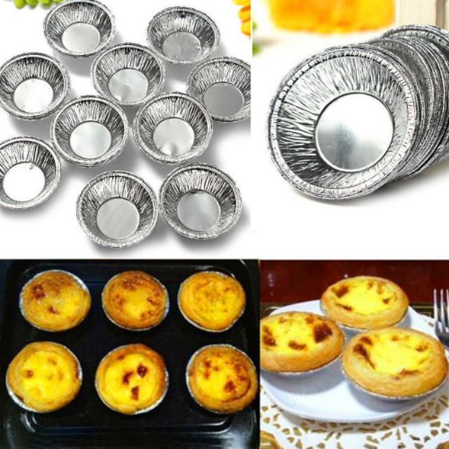 Set 100 chén bạc nhôm nướng hàu, bánh, tart trứng siêu tiện lợi