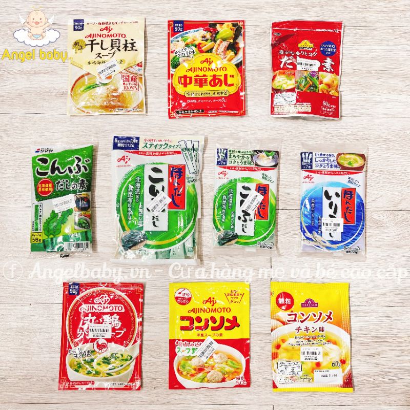 Bột nêm cho bé từ 6 tháng Ajinomoto, Topvalu, Dashi Nhật