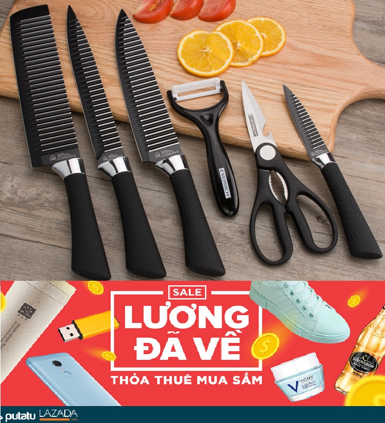 Bộ dao làm bếp 6 món hình sọc everrich nx8731