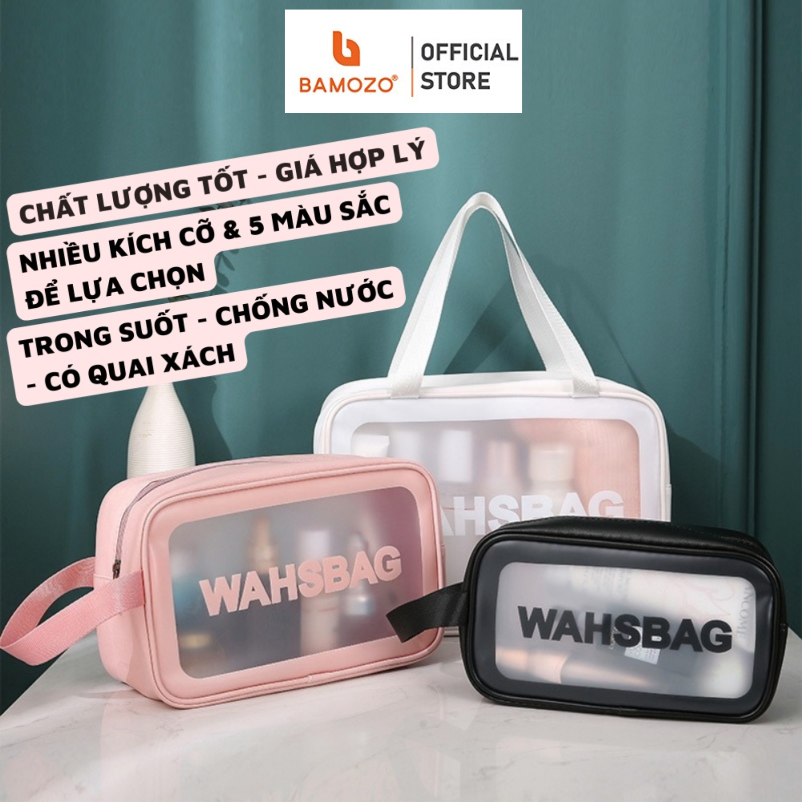 Túi đựng mỹ phẩm Washbag trong suốt có quai