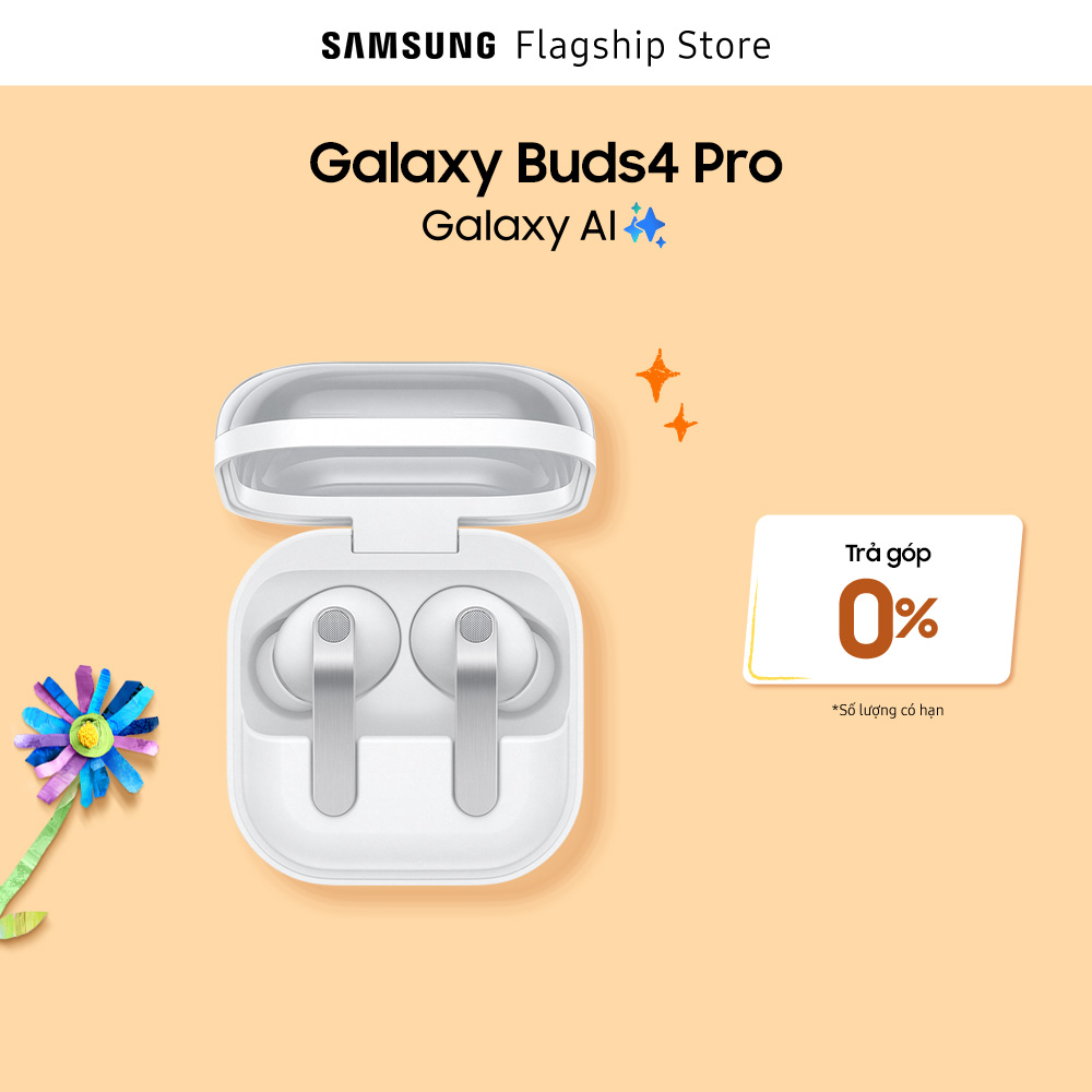 [SIÊU SALE HÈ 20H 4-7.5] Tai nghe Samsung Galaxy Buds4 Pro, Chất âm Hi-Fi đa tầng, Chống ồn chủ động, Galaxy AI đa tác vụ