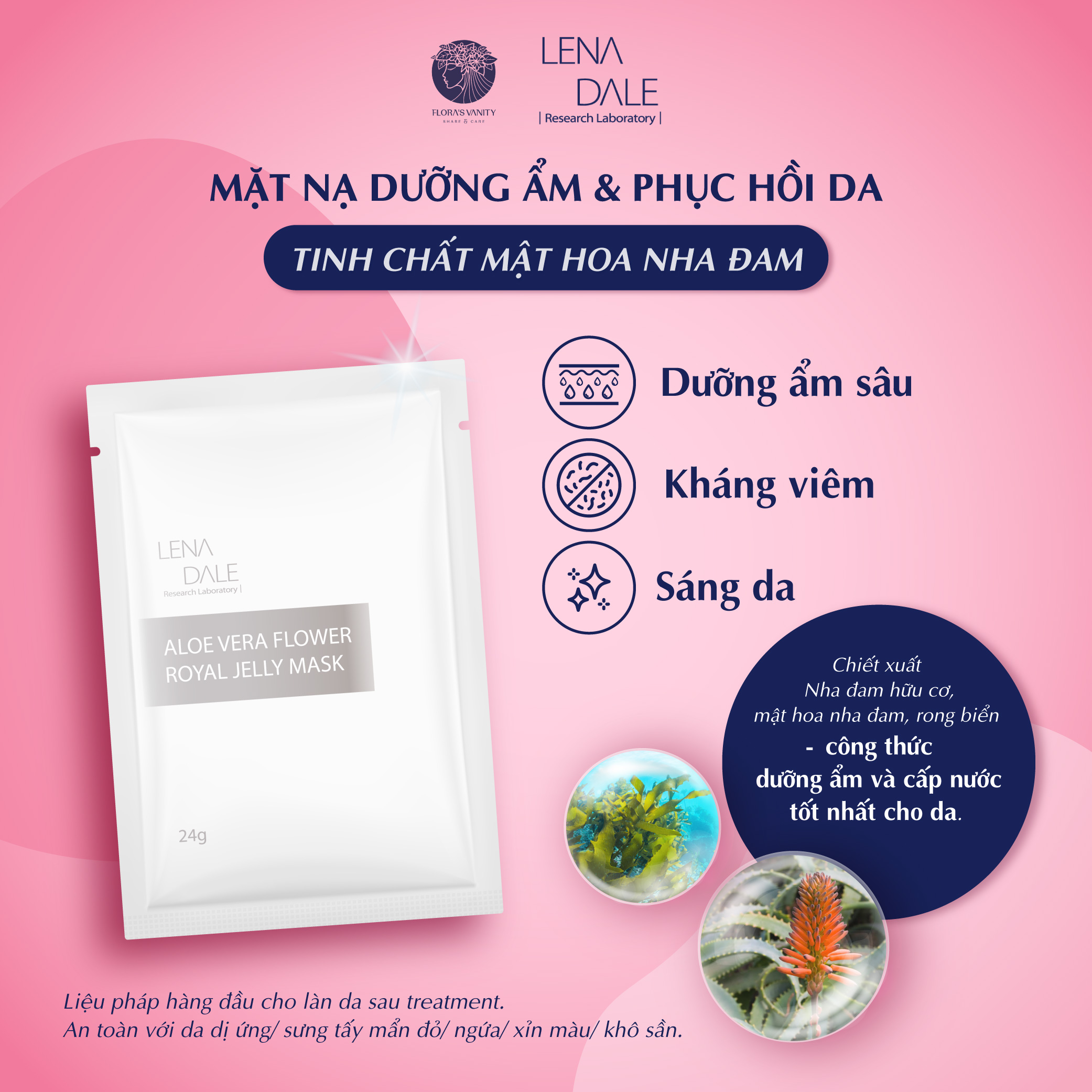 Mặt nạ phục hồi và dưỡng ẩm từ mật hoa nha đam aloe vera flower royal jelly mask