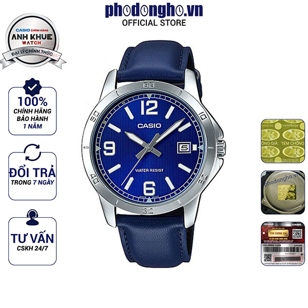 Đồng hồ nam dây da casio anh khuê mtp-v004l-2budf