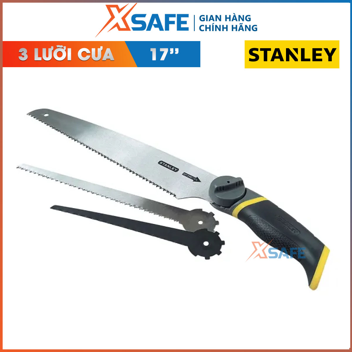 Cưa cầm tay đa năng STANLEY 20-092-23 3 in 1 Cưa cầm tay Stanley thiết kế chuyên dụng cho từng vật liệu, lưỡi cưa cứng cáp và chắc chắn, chống kẹt và chống cong khi cưa