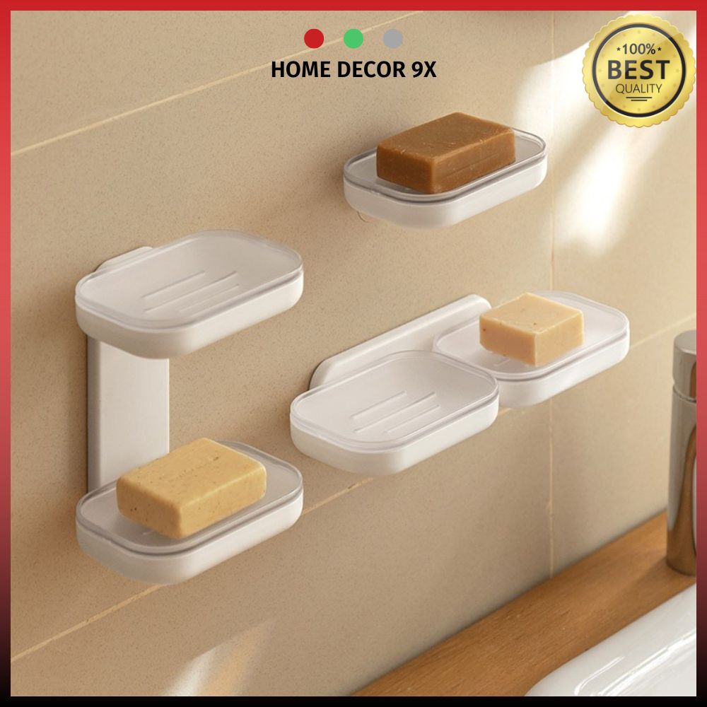 Kệ đựng xà bông, giá để xà bông dán tường 1-2 tầng mẫu mới nhựa abs cao cấp tặng miếng dán