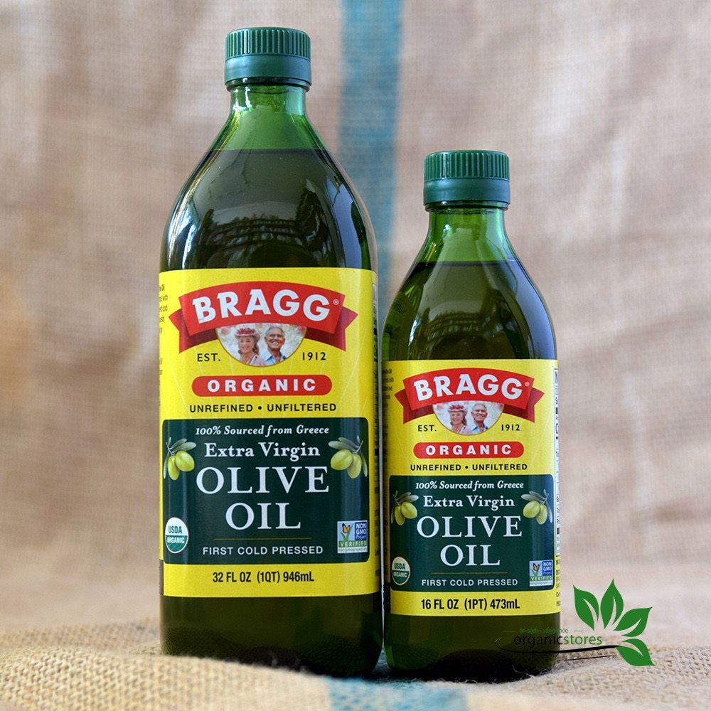 Dầu olive hữu cơ nguyên chất ép lạnh Bragg Extra Virgin Olive Oil 946ml và