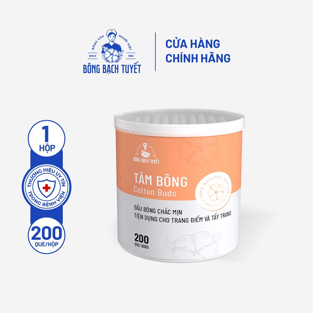 [HCM]Tăm bông Meriday hộp tròn xoay 200 que đầu tròn