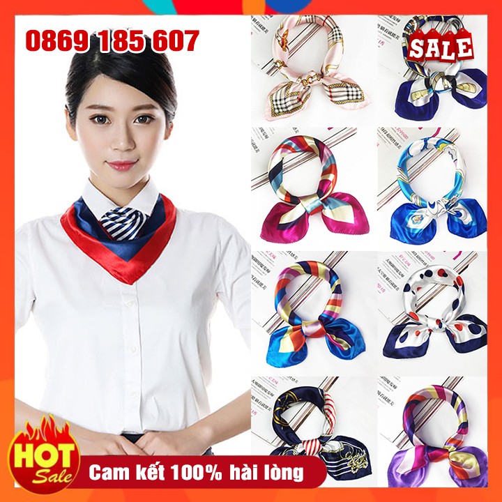 Khăn vuông bandana lụa satin quàng cổ siêu hot mùa hè size 50x50cm