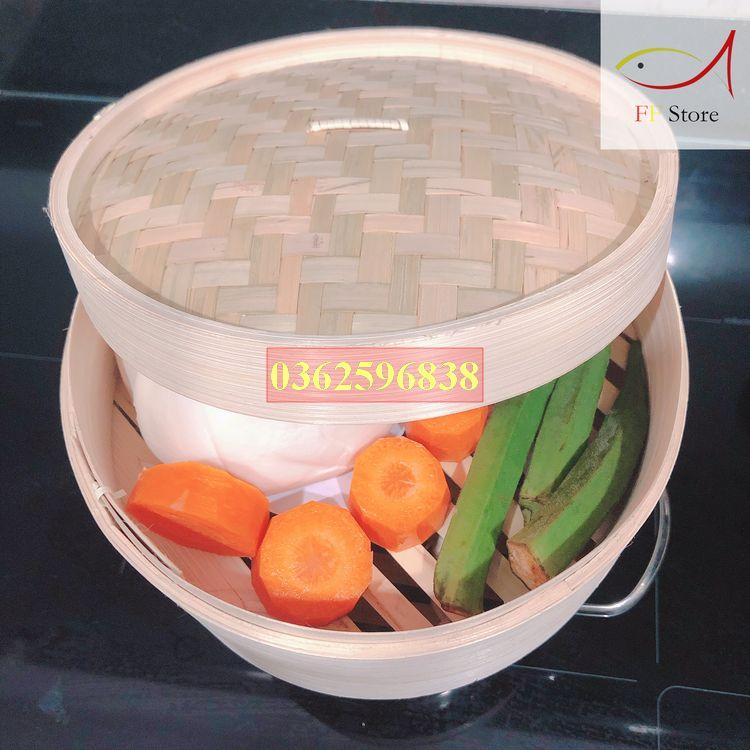 Combo 6 bộ xửng tre hấp bánh bao, há cảo, dimsum, bao gồm 6 đáy và 6 nắp đường kính 15cm