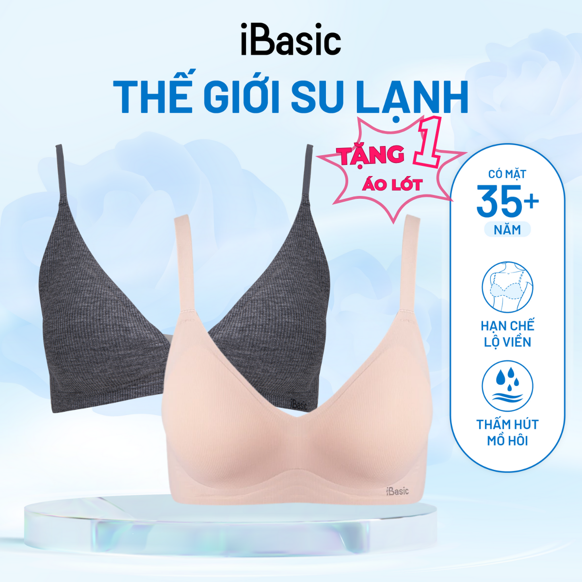  Áo ngực su không đường may iBasic T-shirt che mỡ lưng mỏng không lộ viền BRAY104 