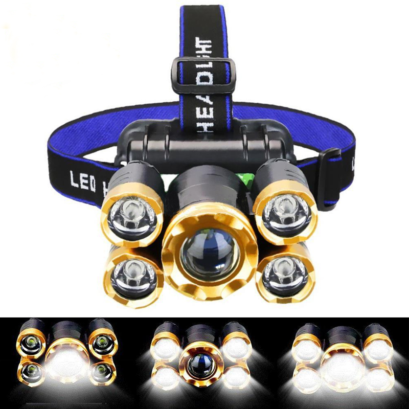 [ HÀNG TỐT GIÁ RẼ ] Đèn pin đội đầu 3 bóng 5 bóng, sạc điện, nhiều chế độ, thu ánh sáng gần xa bao gồm 2 pin sạc và cục sạc