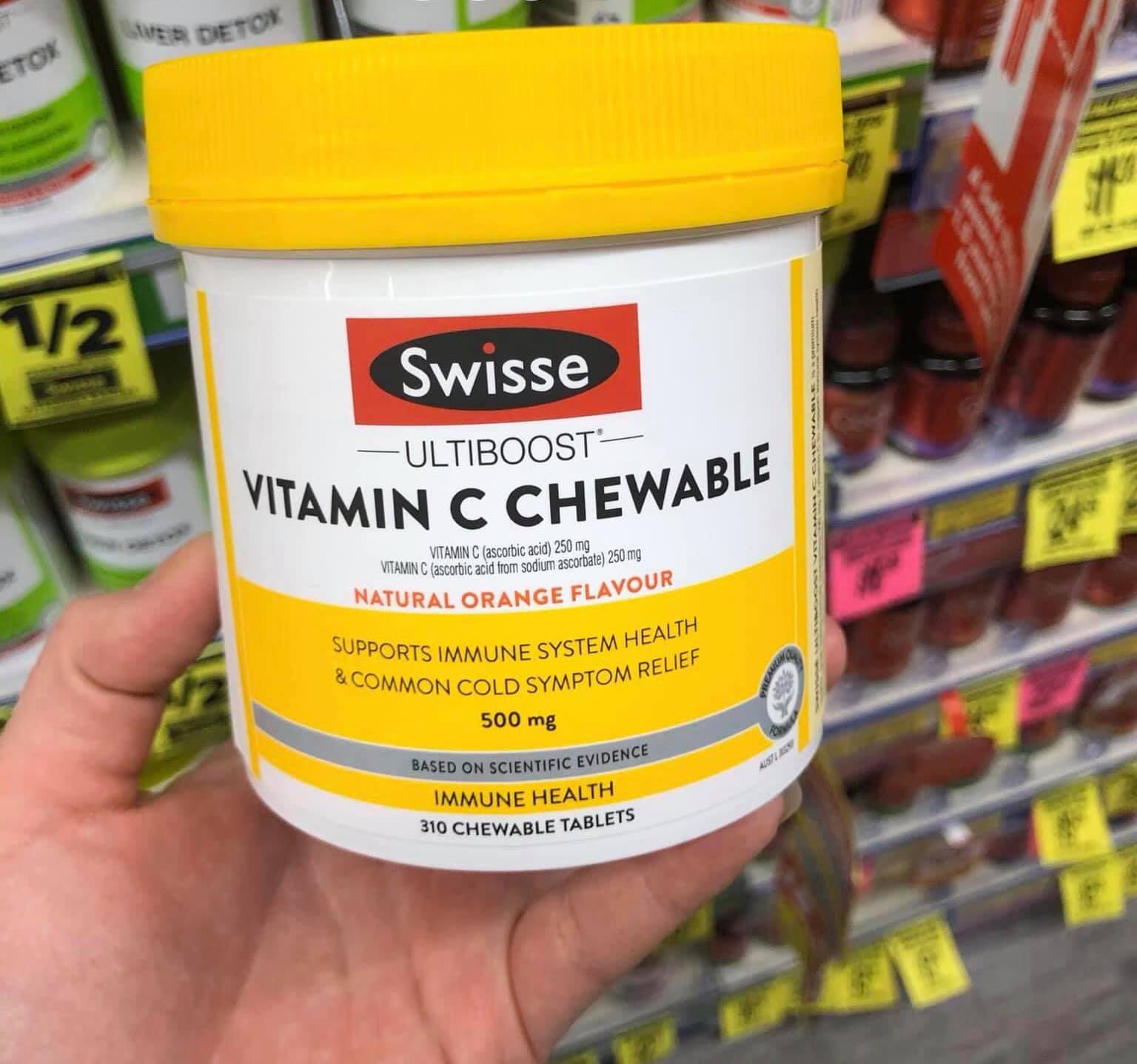Swisse vitamin C chewable 500mg lọ 310 viên