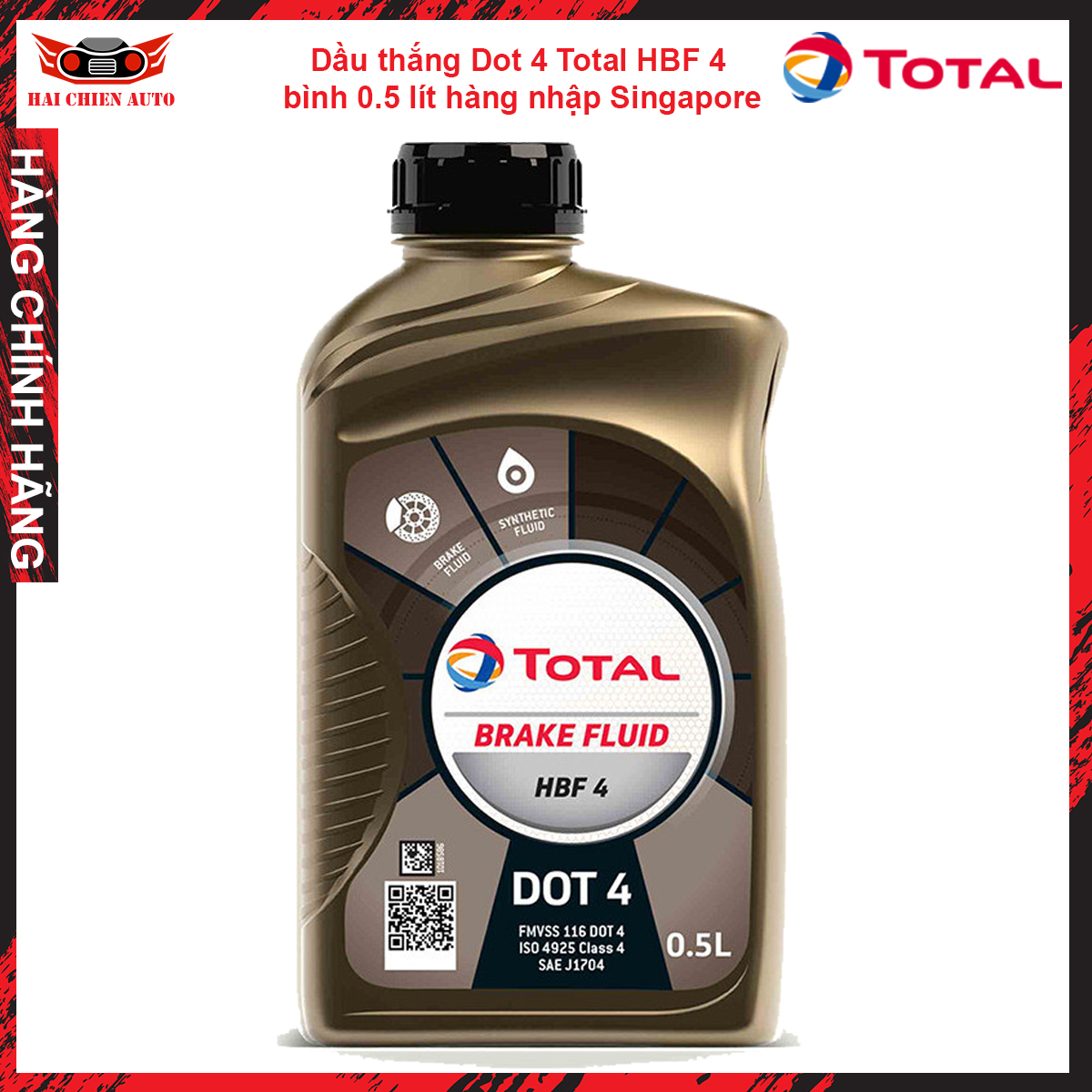 Dầu thắng Dot 4 Total HBF chính hãng4 bình 0.5 lít hàng nhập Singapore