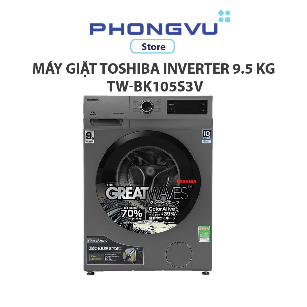 [Freeship HCM] Máy giặt Toshiba Inverter 9.5 kg TW-BK105S3V - Bảo hành 24 tháng - Miễn phí vận chuyển HCM - PHONG VŨ Digital Store