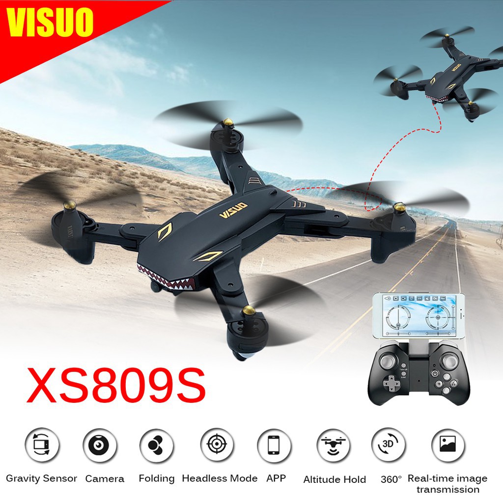 Flycam, flycam full hd visuo xs809w cao cấp hiện đại 4 cánh dễ dàng gấp gọn, full hd, không đầu đuôi nhào lộn 360 độ, bh 1 năm 1 đổi 1.giảm.