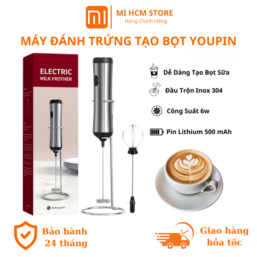 Máy Đánh Trứng Sữa Tạo Bọt Cafe Xiaomi Youpin Cliton, Dễ Dàng Tạo Bọt, Vật Liệu An Toàn Cấp Thực Phẩm, Có Giá Đỡ, Chính Hãng, Bảo Hành 2 Năm
