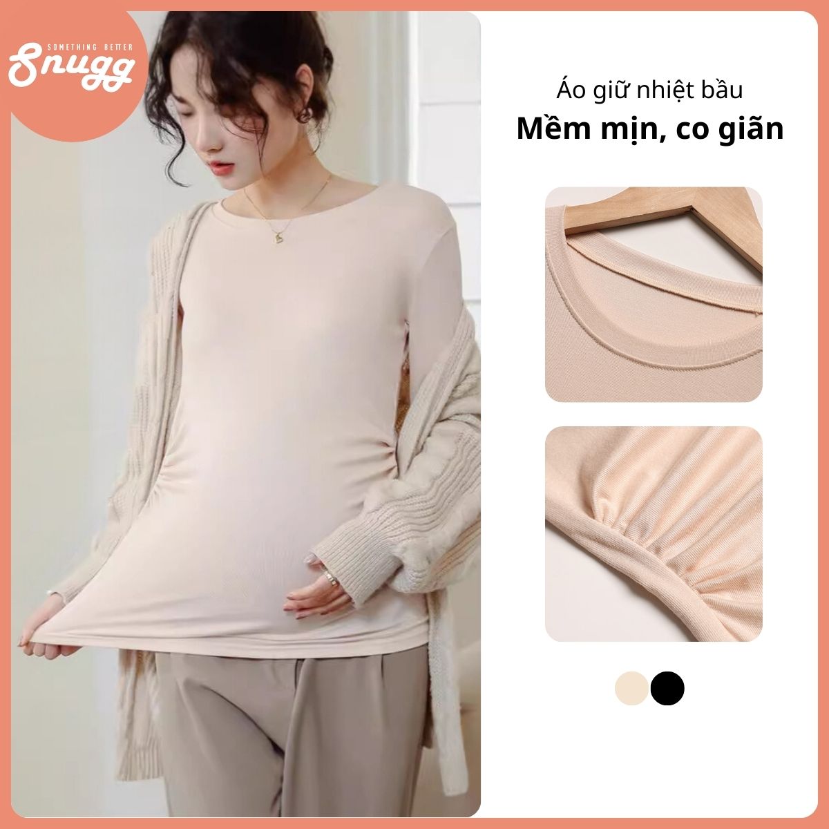 Áo giữ nhiệt bầu thu đông cổ tròn, dài tay, mềm mịn, co giãn Snugg - SNU2253