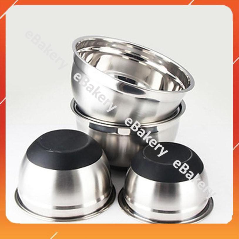 Tô trộn bột inox đế silicon cao cấp bền đẹp cỡ 18cm, 20cm, 22cm, 24cm - eBakery