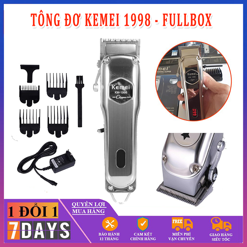 Tông Đơ, Máy Cắt Tóc Cao Cấp Của Dòng Kemei 1998 Vỏ Nhôm Nguyên Khối, Công Suất Mạnh Mẽ Được Các Thợ Barber Chuyên Nghiệp Tin Dùng