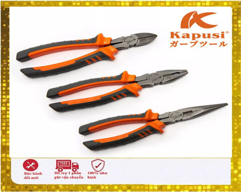 (Có Bán Lẻ)Bộ 3 kìm điện,kìm cắt,kìm nhọn 8 inch chính hãng KAPUSI JAPAN loại cao cấp