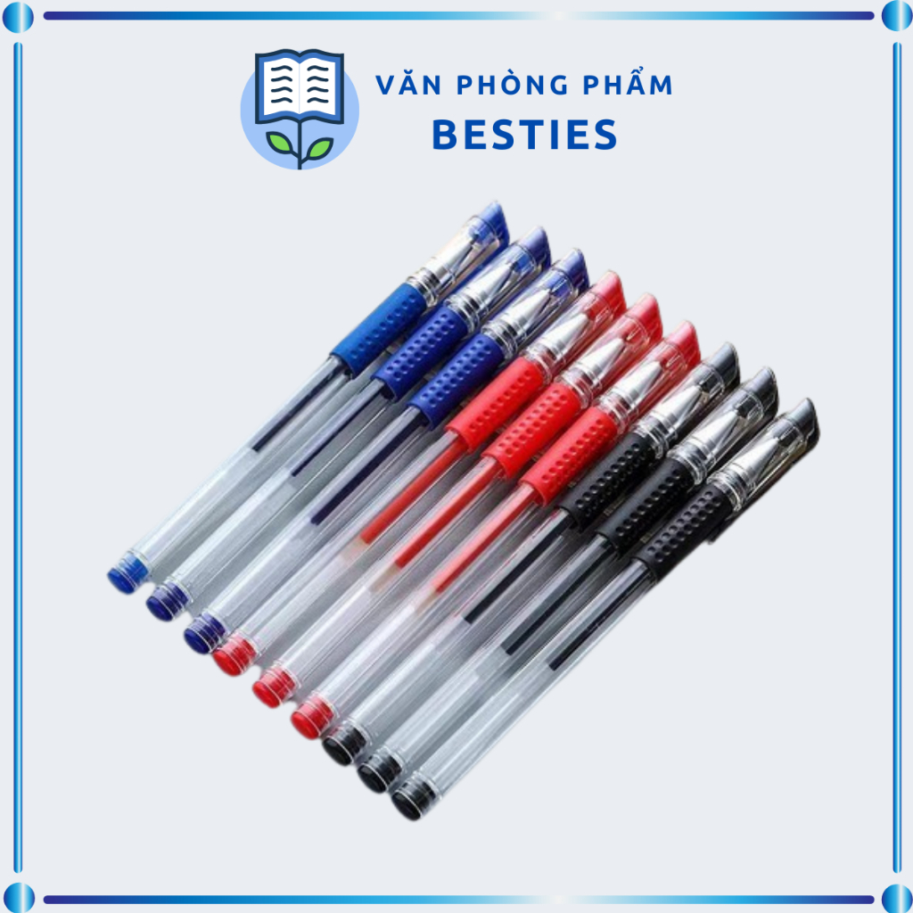 Bút bi mực nước ngòi 0.5mm mực xanh/đỏ/đen - Bút viết học sinh, bút bi giá rẻ