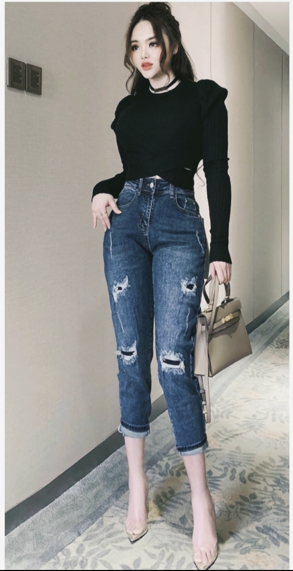 Quần Jeans lưng cao va đắp dành cho người béo