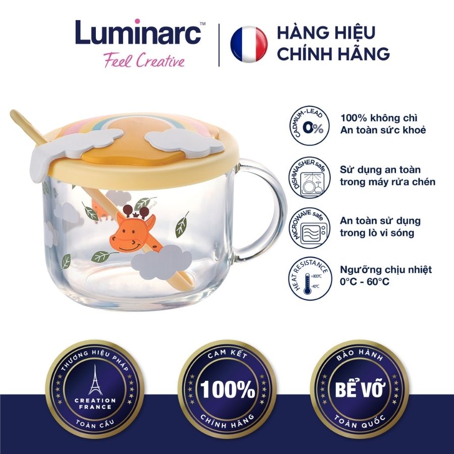 Chén ăn dặm đổi màu thuỷ tinh luminarc giraffe 500ml - lulyq9485