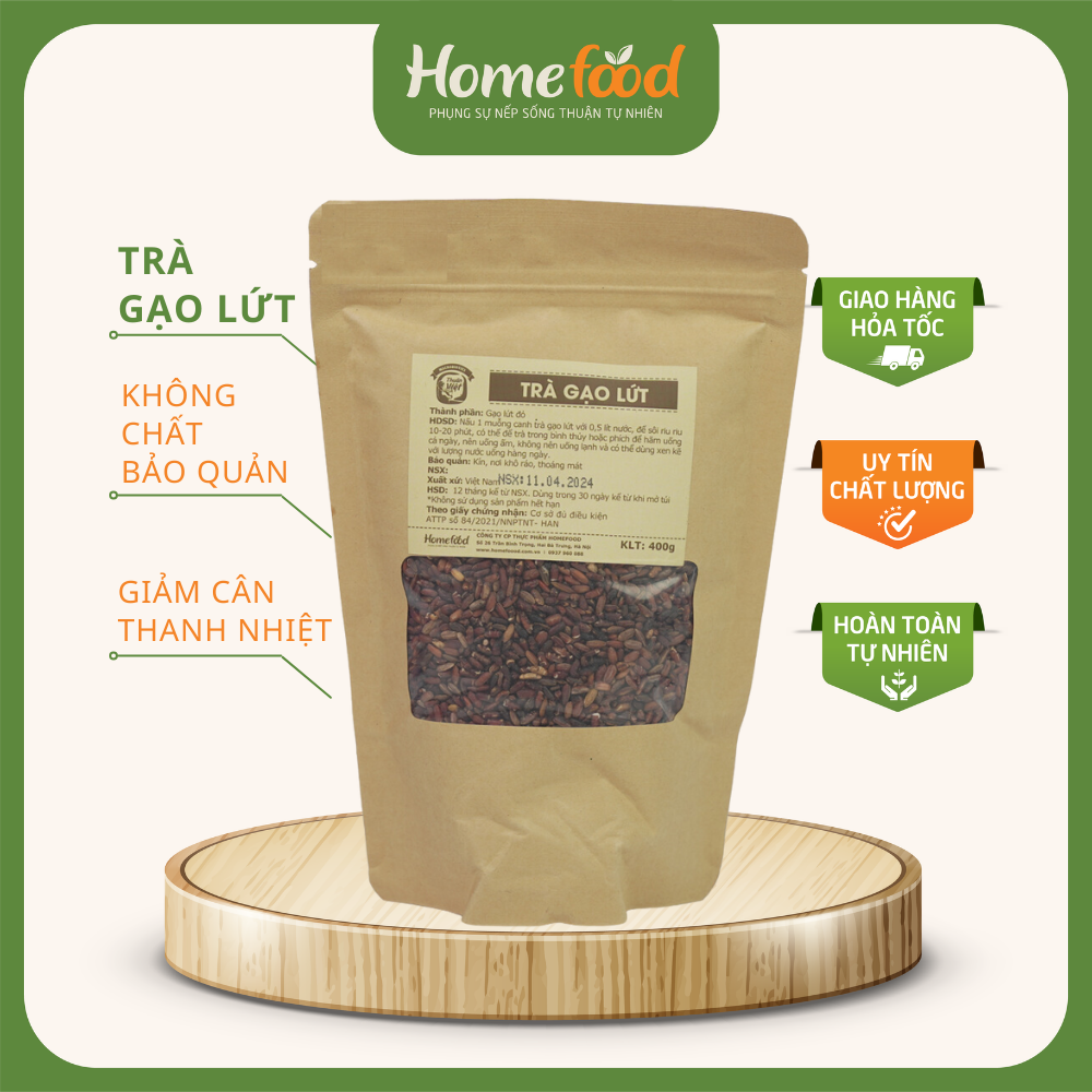 Trà gạo lứt homefood túi 400g/ trà gạo lứt giảm cân giữ dáng