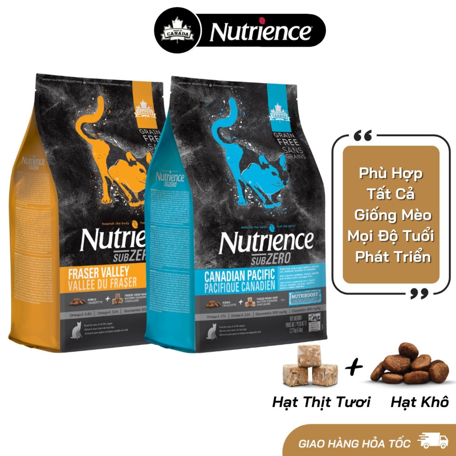Hạt nutrience subzero túi 2.27kg cho mèo mọi độ tuổi - gà tây + cá biển & rau củ quả