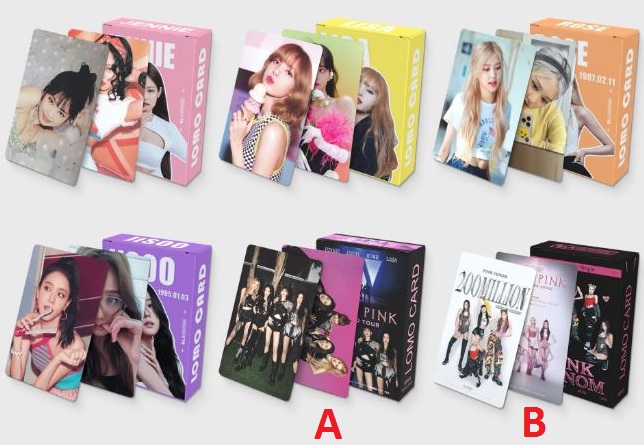 Lomo card 54 tấm backpink bo góc in 2 mặt