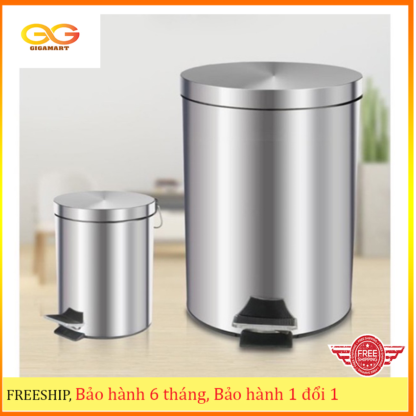 THÙNG RÁC TRÒN INOX ĐẠP CHÂN 12L VINAMOP – VNTB120