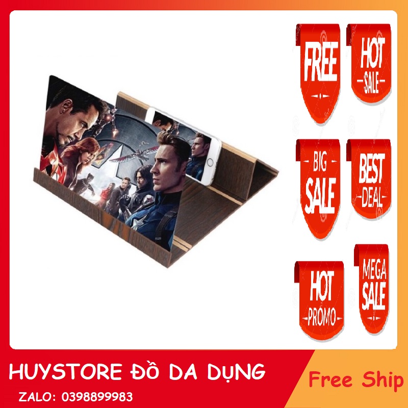 Kính phóng đại màn hình kiêm giá đỡ điện thoại 3d gỗ - Kính 3D phóng đại màn hình ĐT lên 12inch kiêm giá đỡ đứng phù hợp mọi loại ĐT, kính phóng đại công nghệ quang học độ nét cao