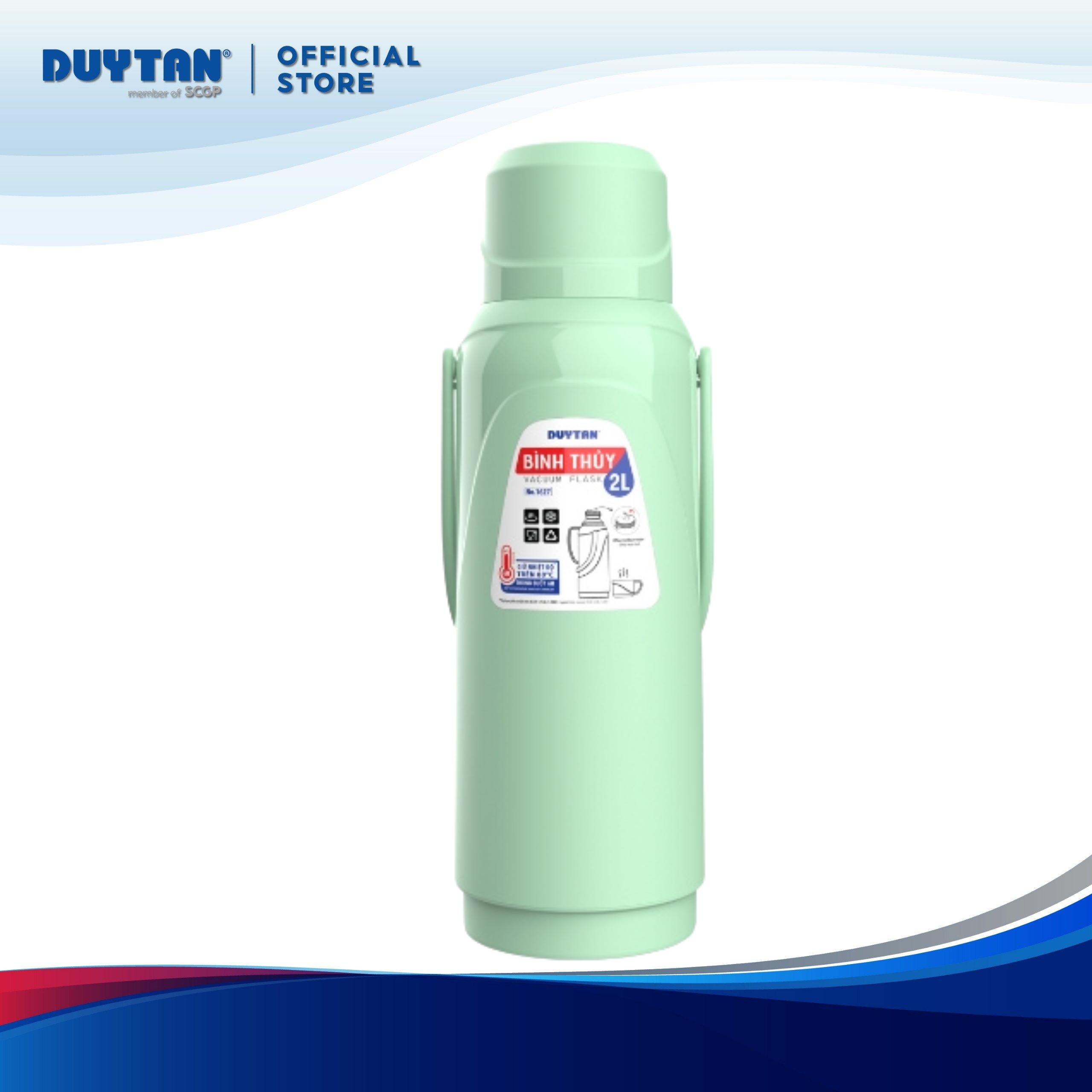 Bình thủy 2L giữ nhiệt, thiết kế nắp bật hiện đại, tiện dụng