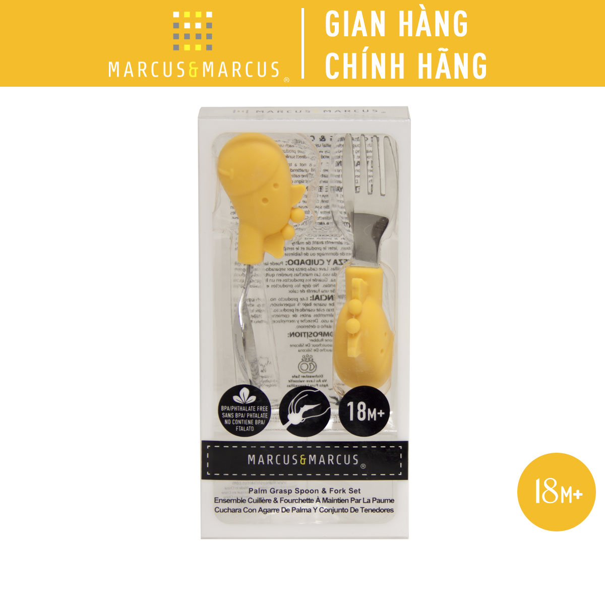 Bộ thìa nĩa tập ăn cho bé Palm Grasp Marcus & Marcus, từ 18 tháng - Lola