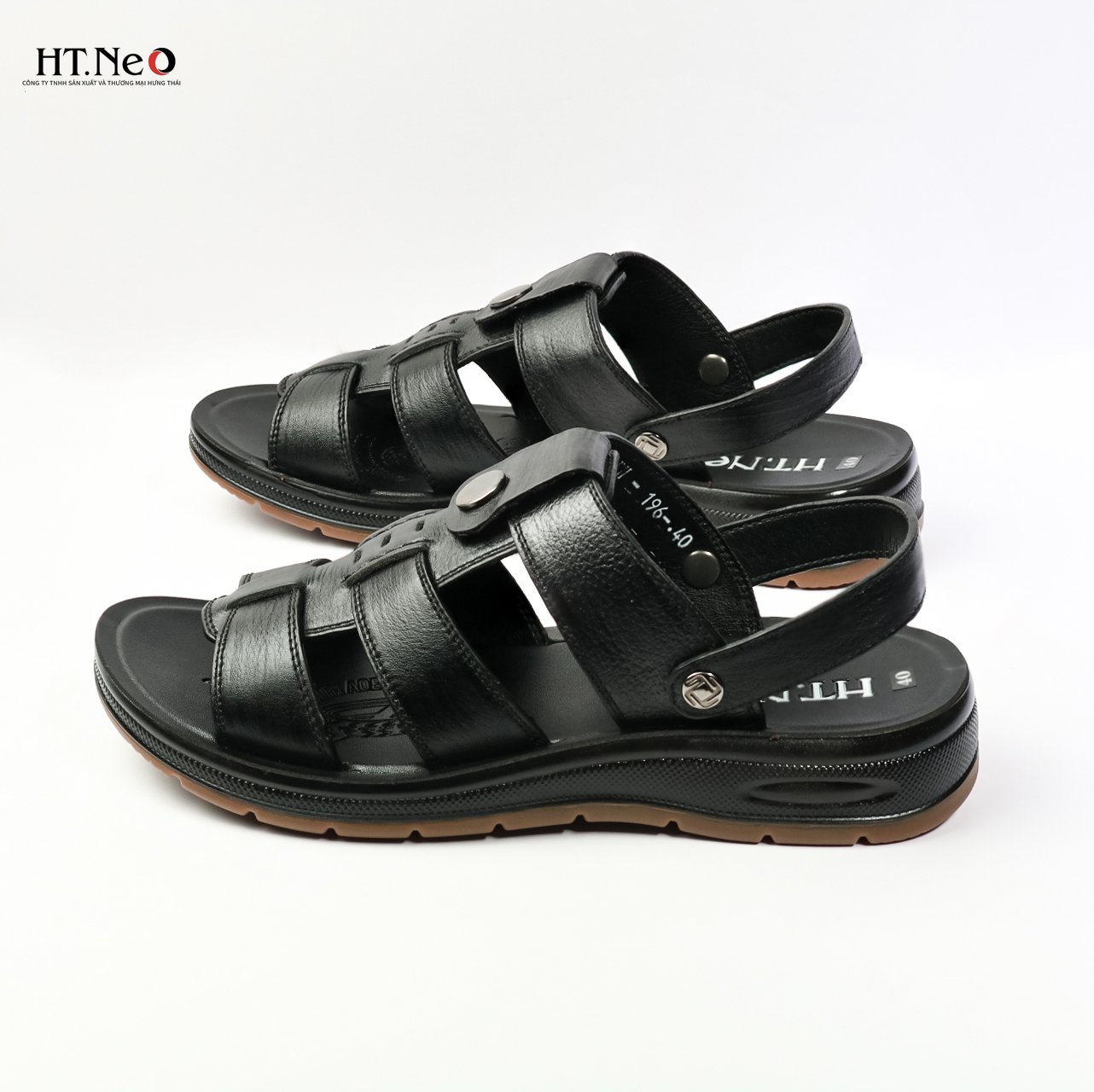 Dép sandal nam, dép quai ngang 3 quai , hàng cao cấp HT.NeO , da thật cao cấp may chân quai và may viền quai siêu chắc chắn (sd96-de)