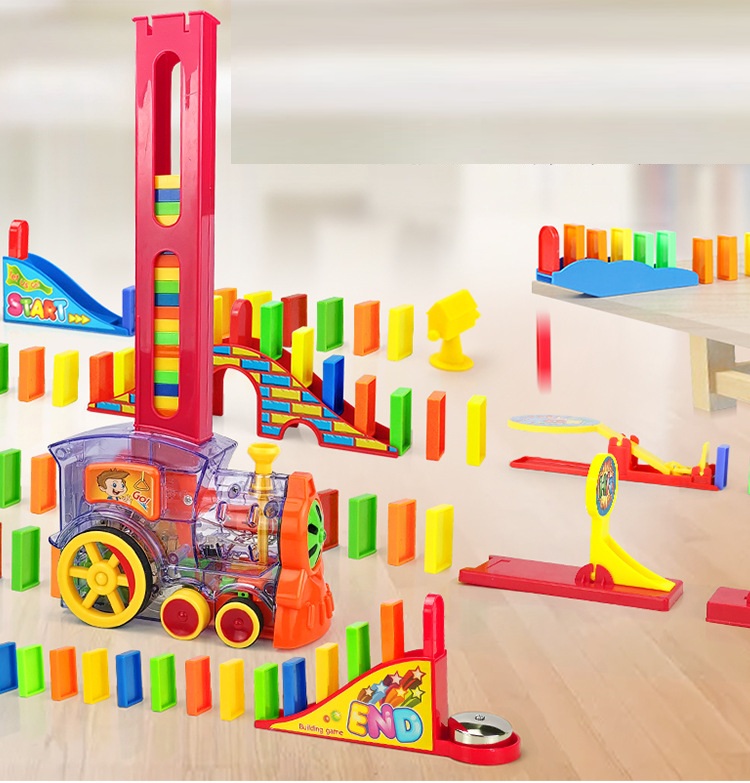Đoàn Tàu Hỏa Xếp Domino Tự Động Cho Bé Thỏa Sức Sáng Tạo - Xe Lửa Domino