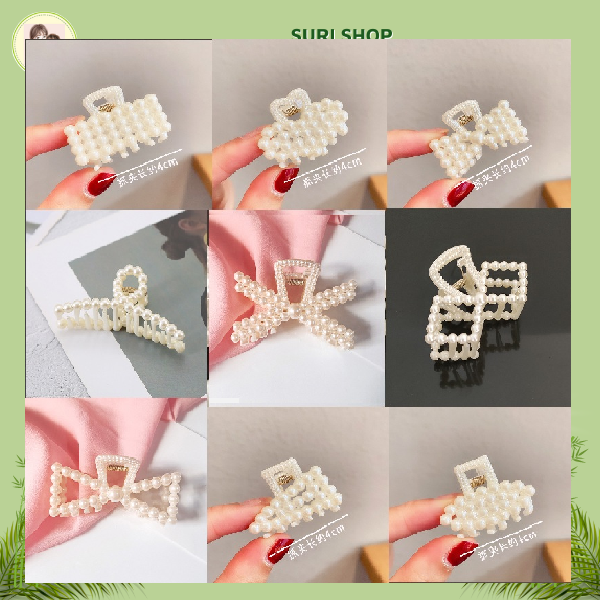 A, Kẹp tóc kẹp càng cua đính đá ngọc sang trọng quí phái nổi trội sang chảnh dành cho phái đẹp, kẹp tóc đính ngọc trai, kẹp tóc đính ngọc trai đẹp