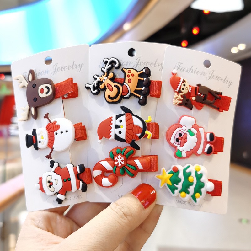 Set 3 kẹp tóc noel giáng sinh cho bé siêu xinh