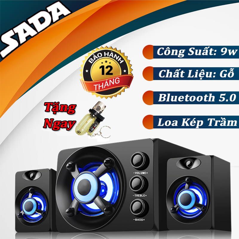 Loa máy vi tính bluetooth gaming sada d-208 bass siêu trầm - tặng kèm bật lửa khò