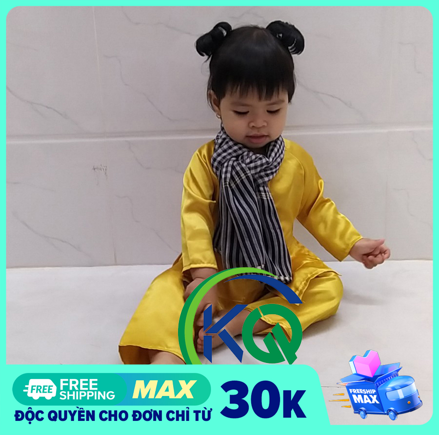 SET BỘ BÀ BA VÀ KHĂN RẰN NAM BỘ CHO BÉ - VẢI PHI BÓNG