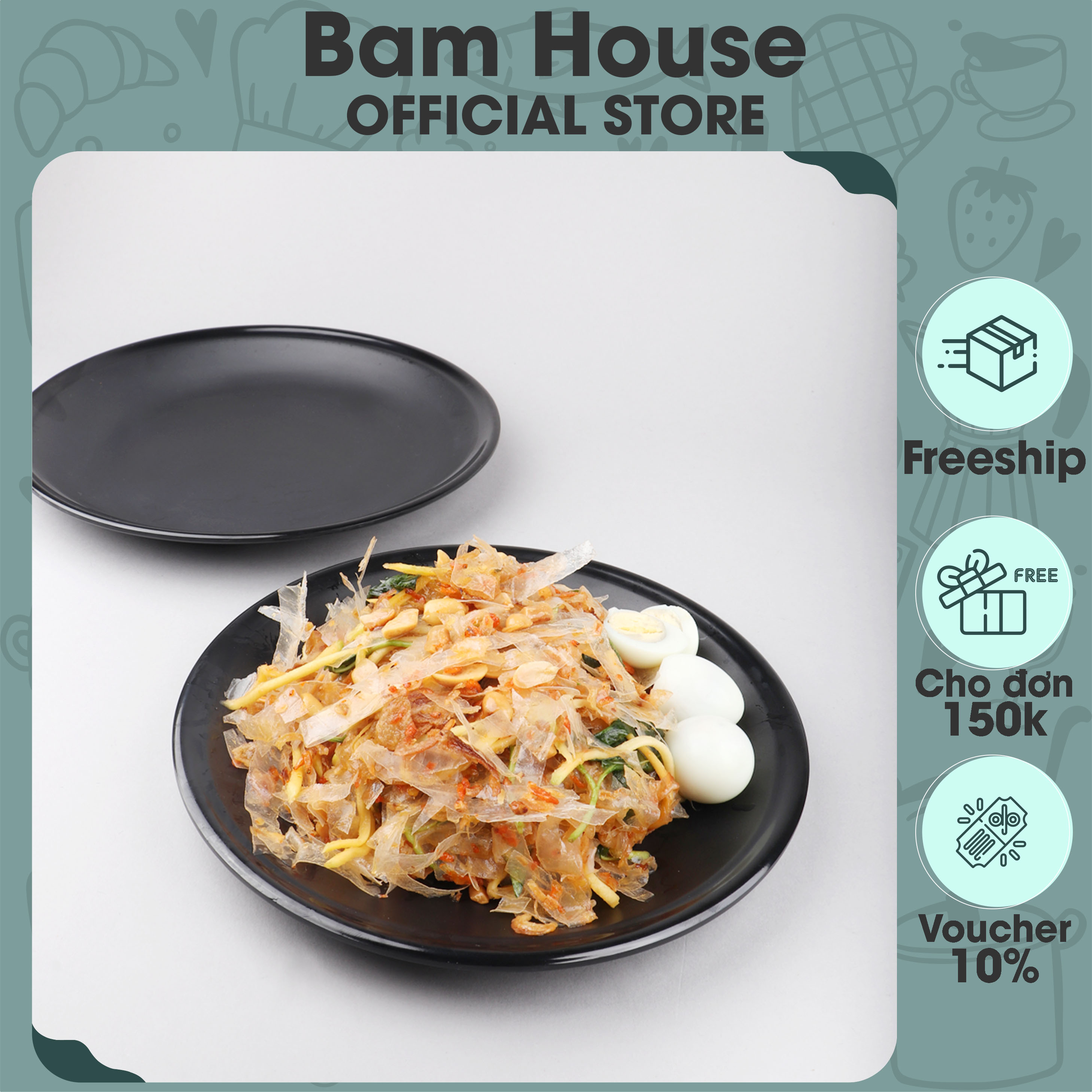 Dĩa nhựa đen nhám Bam House hình tròn chất liệu Melamine cao cấp DCN03 - Dĩa hình tròn nhựa Melamine