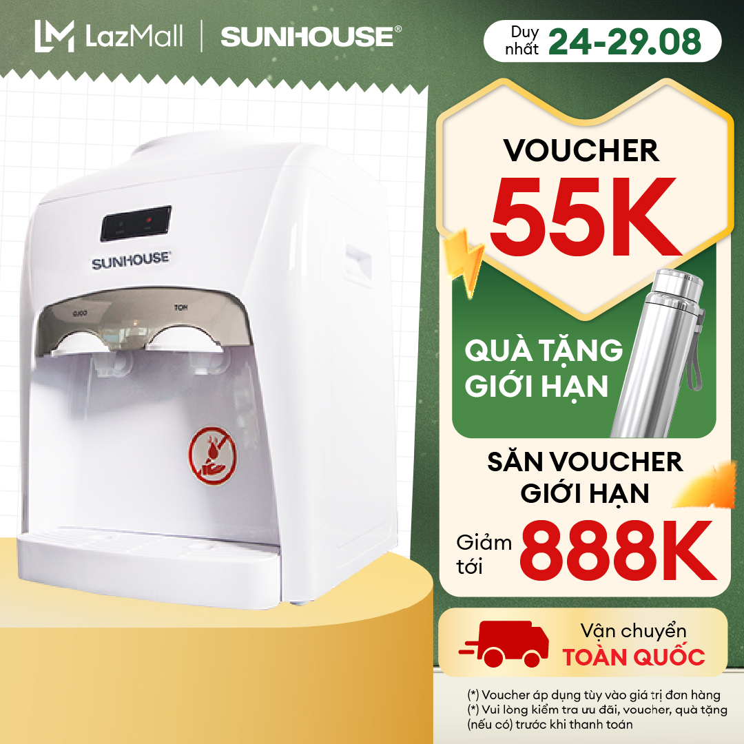 Cây nước nóng lạnh để bàn SUNHOUSE SHD9601- Công suất 580W - Bình chứa nước inox 304 - Nhỏ gọn tiết kiệm diện tích - Bảo hành 12 tháng - Hàng chính hãng Sunhouse Việt Nam