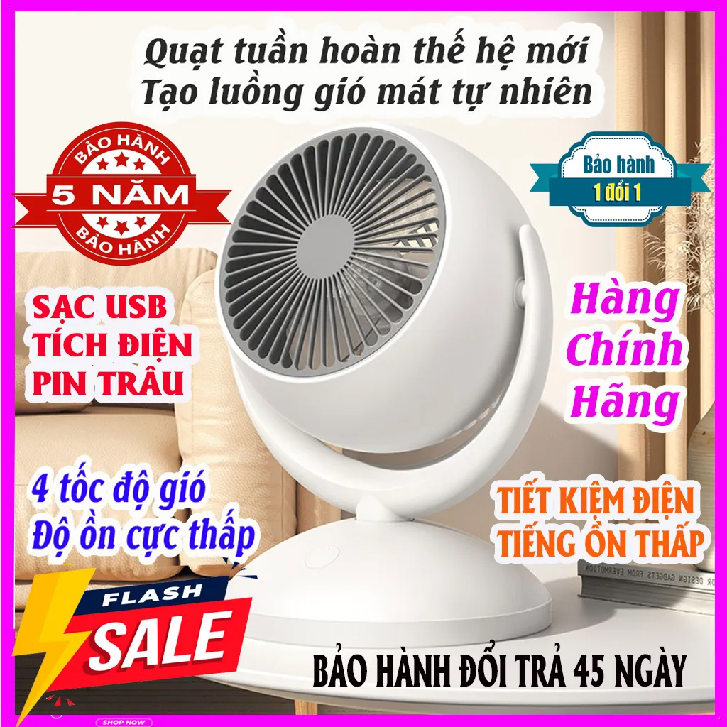 Quạt tích điện loại lớn cao cấp Quạt tuần hoàn không khí K19 - Quạt lưu thông không khí - Sạc tích điện - Góc gió rộng - Độ ồn nhẹ - Tiết kiệm điện năng