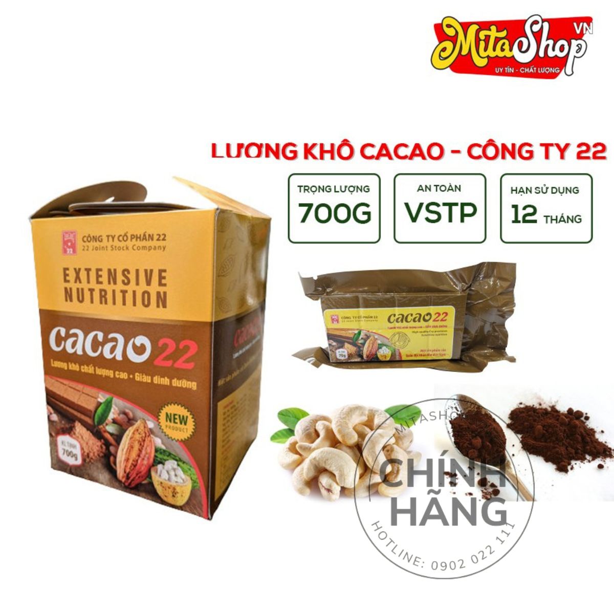 Lương Khô Cacao, Hộp 700gr, Lương Khô Quân Đội