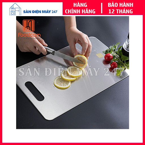 Thớt inox 304 foodcom fc008, size 33,5x23cm made in vietnam, kháng khuẩn, chống ẩm mốc, bảo hành 10 năm